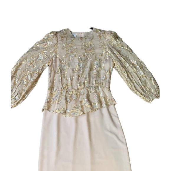 PATRA beautiful metallic sliver gold floral prints on top midi dress Far… - Picture 3 of 13